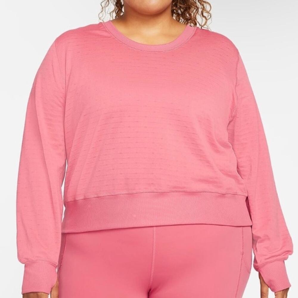 Nike Womens ThermaFIT Element Running Crewneck Top Reversible Pink Terrycloth XL